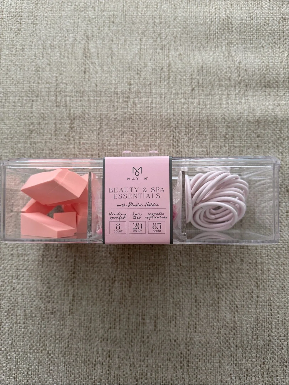 Pink Hair Accessory Set - Elastic Bands, Cotton Swabs and Foam wedges